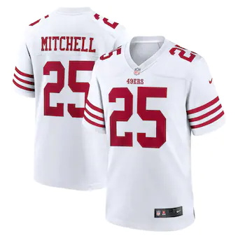 mens nike elijah mitchell white san francisco 49ers player 